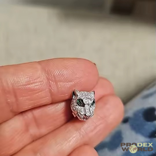 Aros De Cabeza De Leopardo Hueco Animal Brillante Zirconia Cúbica Joyería 💍✅(Plata925)