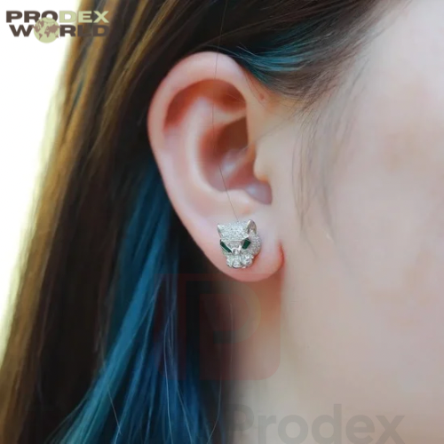 Aros De Cabeza De Leopardo Hueco Animal Brillante Zirconia Cúbica Joyería 💍✅(Plata925)