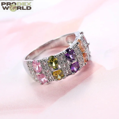 Exquisito anillo de piedra redondo de geometría femenina Zircon ❤️👌 (Plata925) ✅